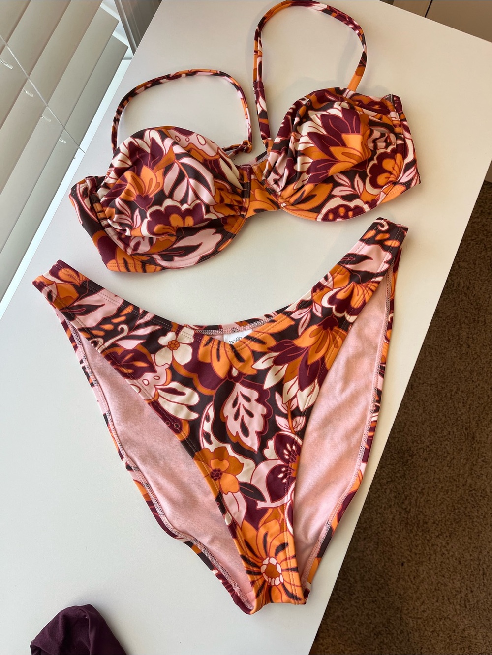 wild fable Floral Bikini Set - Pink, Orange & Maroon
